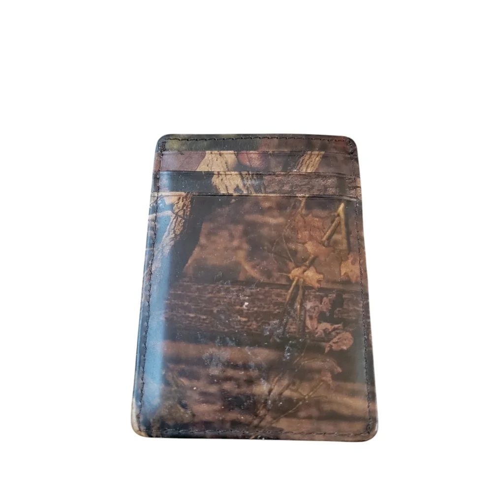 Camouflage Leather Men's Cardholder Money Clip Bottle Opener